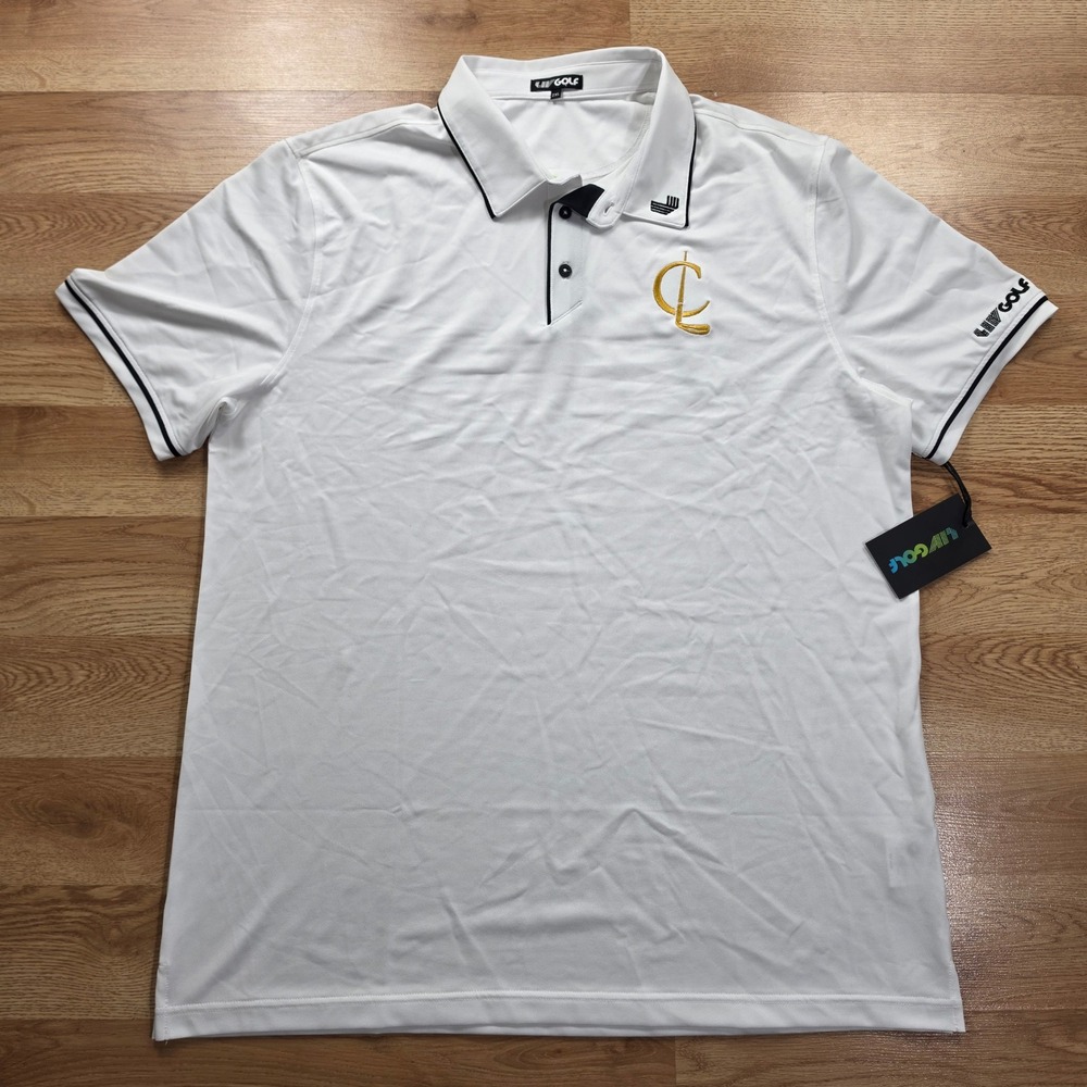 LIV Golf Cleeks GC Polo Mens 2XL White Performance Short Sleeve 23TMM10-CL100